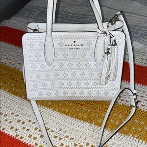 Kate Spade White Satchel with Tassels